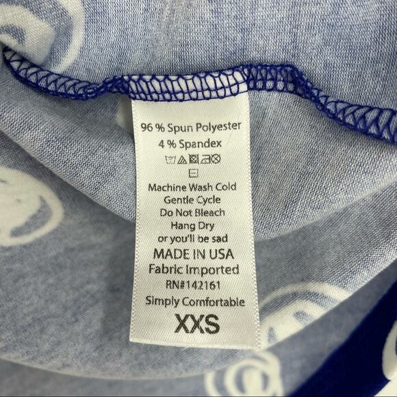 Lularoe Randy Womens Raglan Baseball Tee Polka Dots Blue White XXS NWOT - Picture 5 of 8